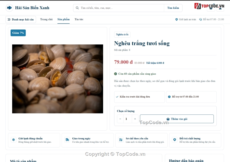 Web bán hải sản,hải sản,bán